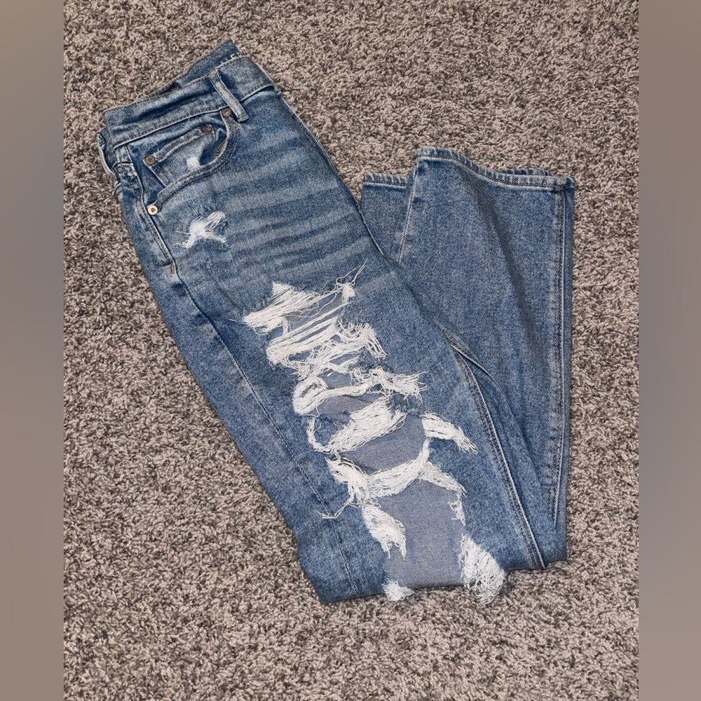 American Eagle Outfitters Ripped Blue Boyfriend Jeans